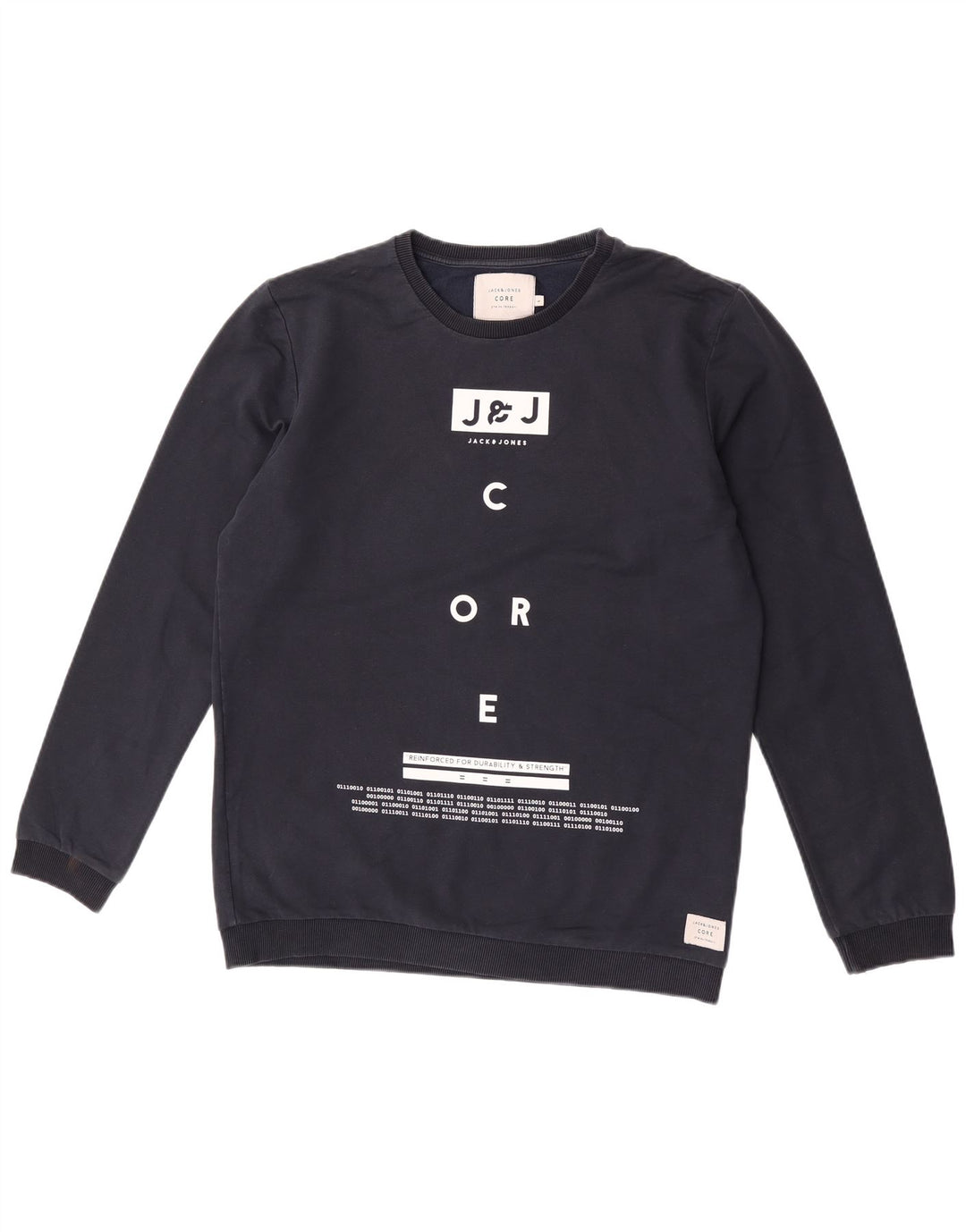 Мужской свитшот с рисунком Jack & Jones, большой хлопковый джемпер темно-синего цвета