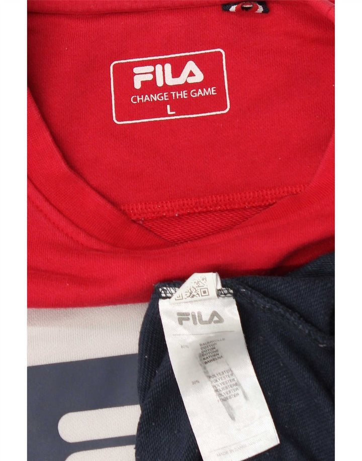 Fila Мужской свитшот с графическим рисунком, большой разноцветный хлопковый джемпер с цветными блоками
