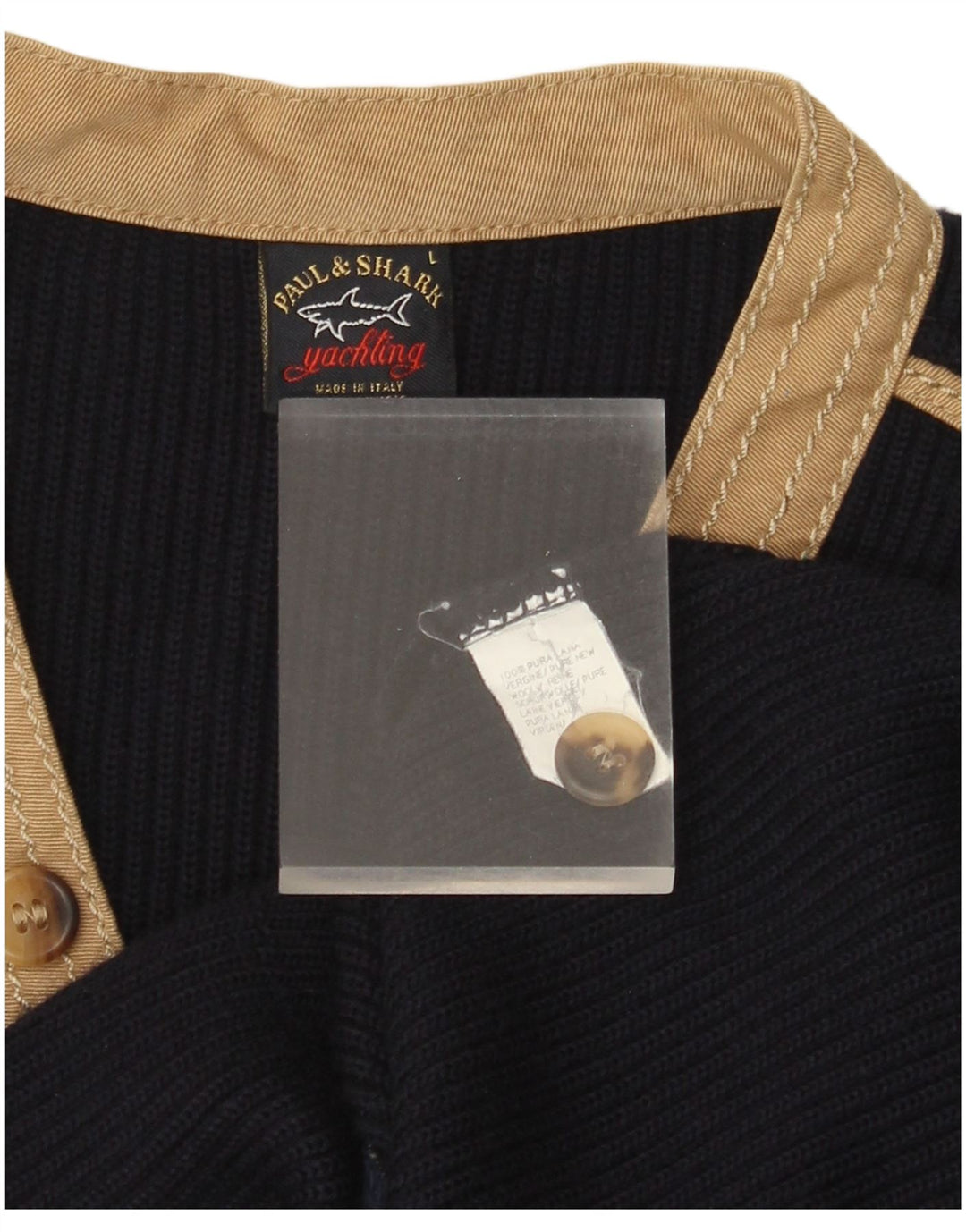 Мужской джемпер PAUL & SHARK с v-образным вырезом, большой темно-синий, шерстяной с цветными блоками