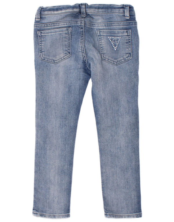 Джинсы узкого кроя для девочек 4–5 лет Guess W22 L18, синий хлопок