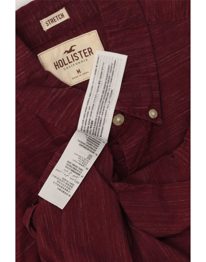 Мужская рубашка-стрейч Hollister среднего цвета, бордовый хлопок с крапинками