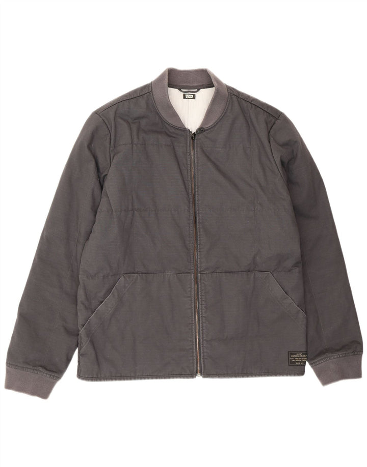 Levi's Mens Padded Bomber Jacket UK 40 Large Grey Cotton