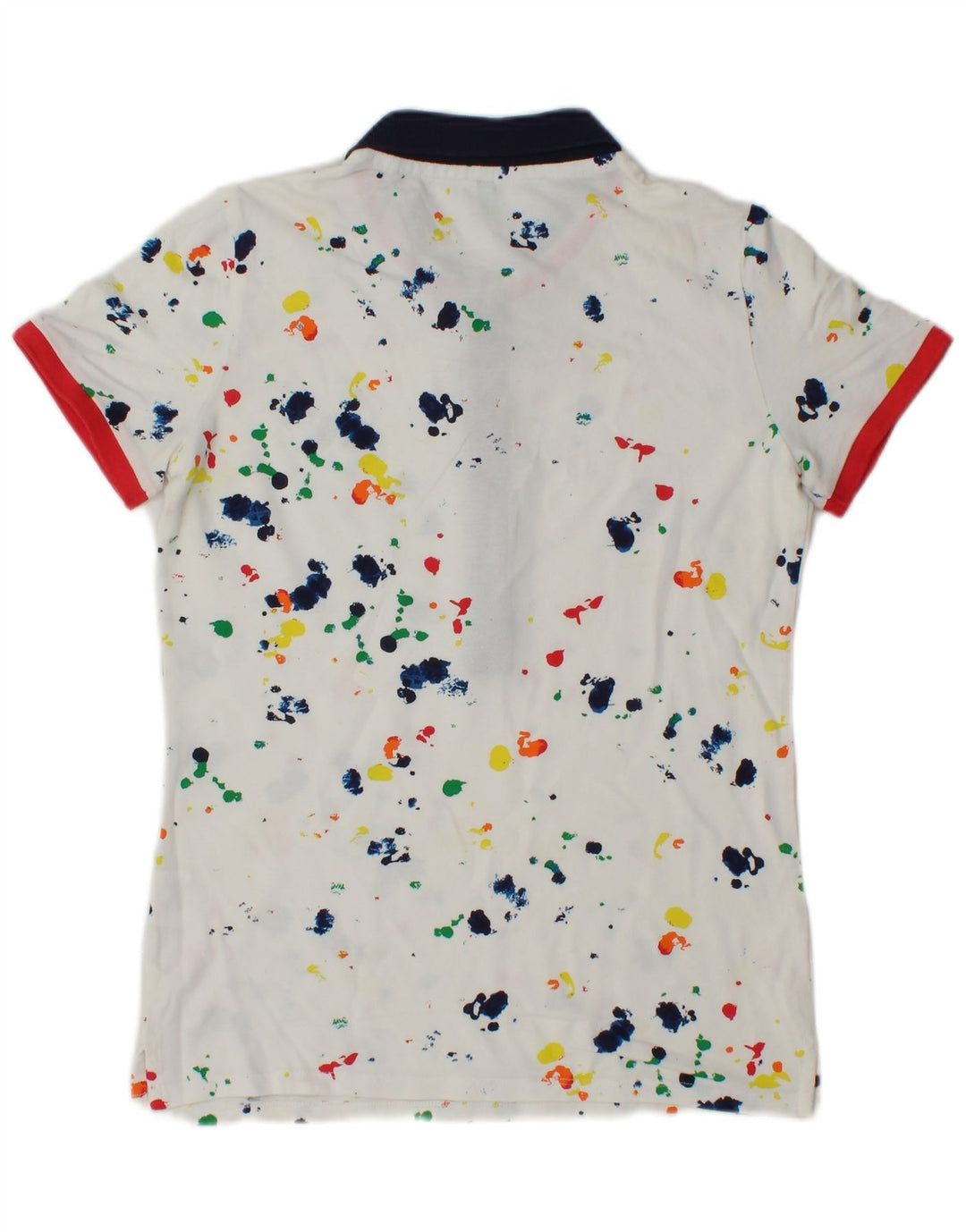 Женская рубашка-поло Benetton UK 10, маленькая белая в крапинку, хлопок