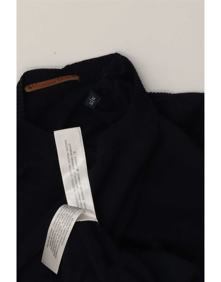 Мужской джемпер с круглым вырезом Massimo Dutti, средний темно-синий хлопковый свитер