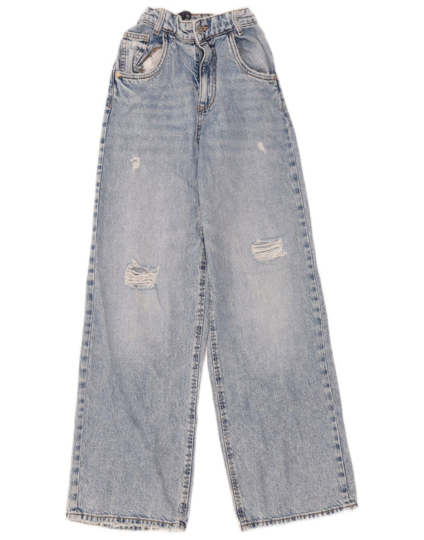 Zara Широкие джинсы с высокой талией для девочек 13–14 лет W22 L30 Синие