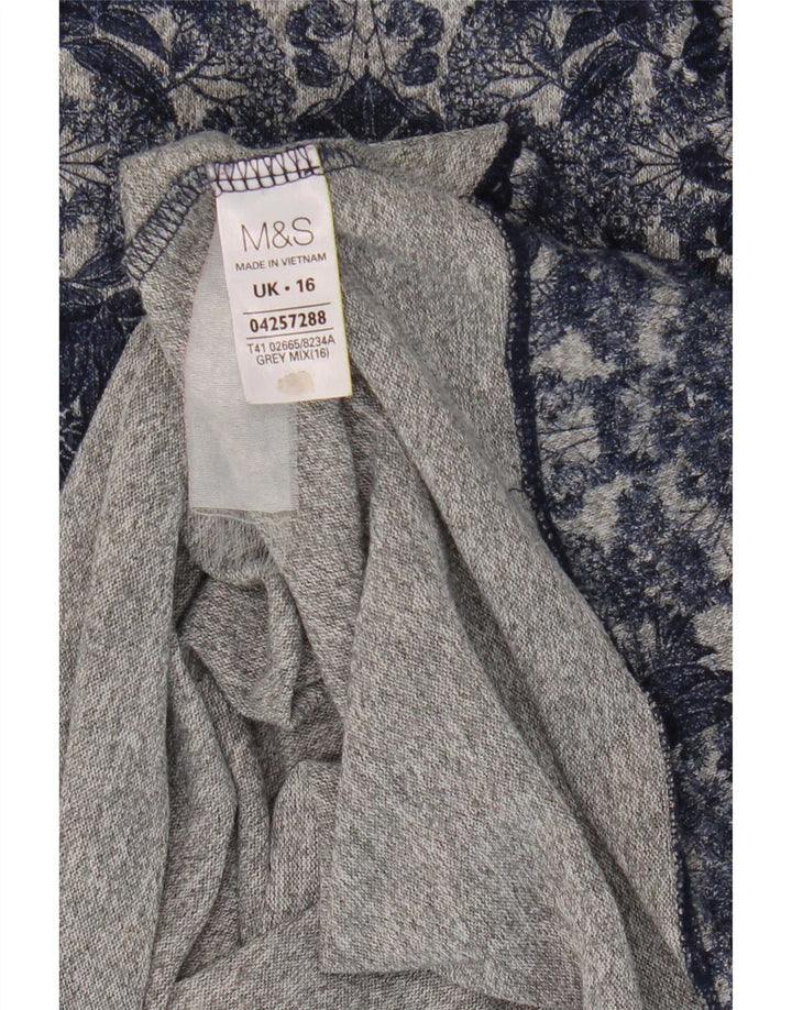 Женский топ Marks & Spencer с рукавом 3/4, Великобритания 16, большой синий цветочный полиэстер