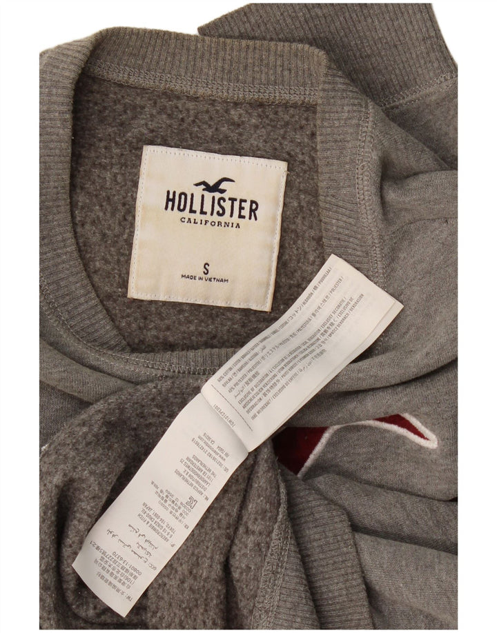 Мужской свитшот с рисунком Hollister, маленький серый хлопковый джемпер