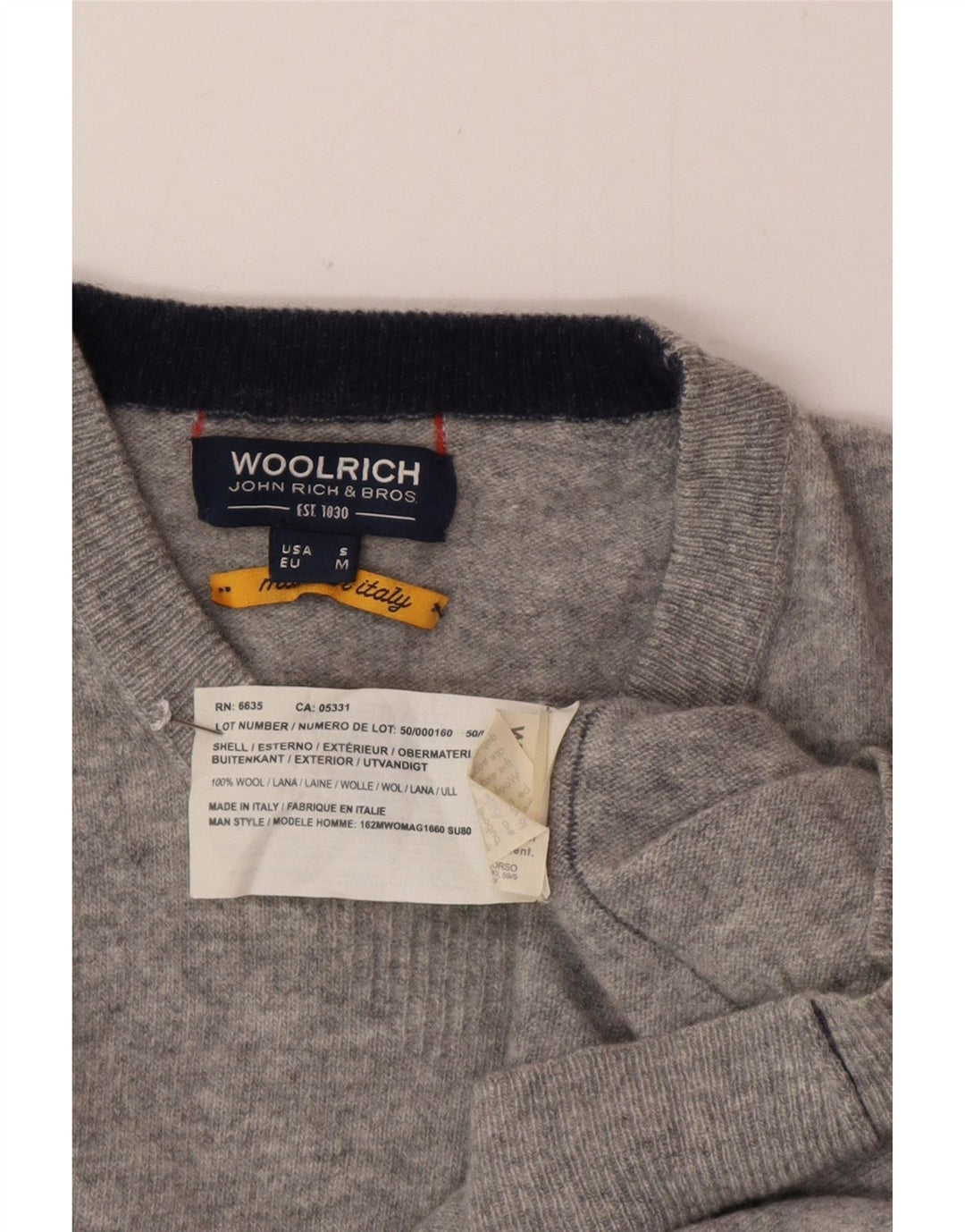 Мужской джемпер с круглым вырезом Woolrich, маленький серый шерстяной свитер