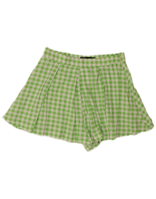 Женские повседневные шорты Zara среднего размера W28 в зеленую клетку