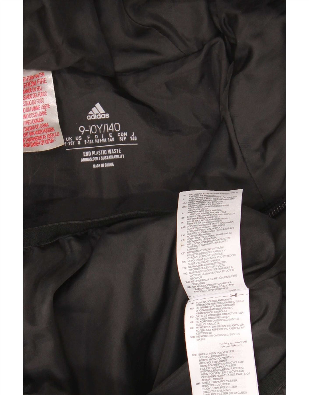 Утепленная куртка Adidas с капюшоном для мальчиков 9-10 лет, черный полиэстер