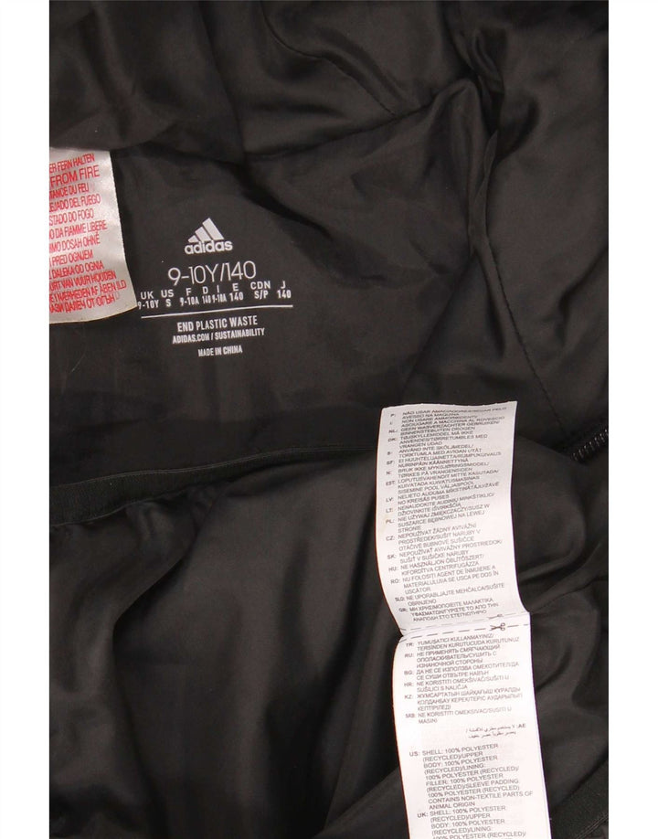 Утепленная куртка Adidas с капюшоном для мальчиков 9-10 лет, черный полиэстер