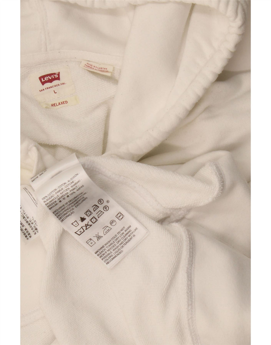 Мужской свободный джемпер с капюшоном Levi's, большой размер, белый хлопок, хлопок
