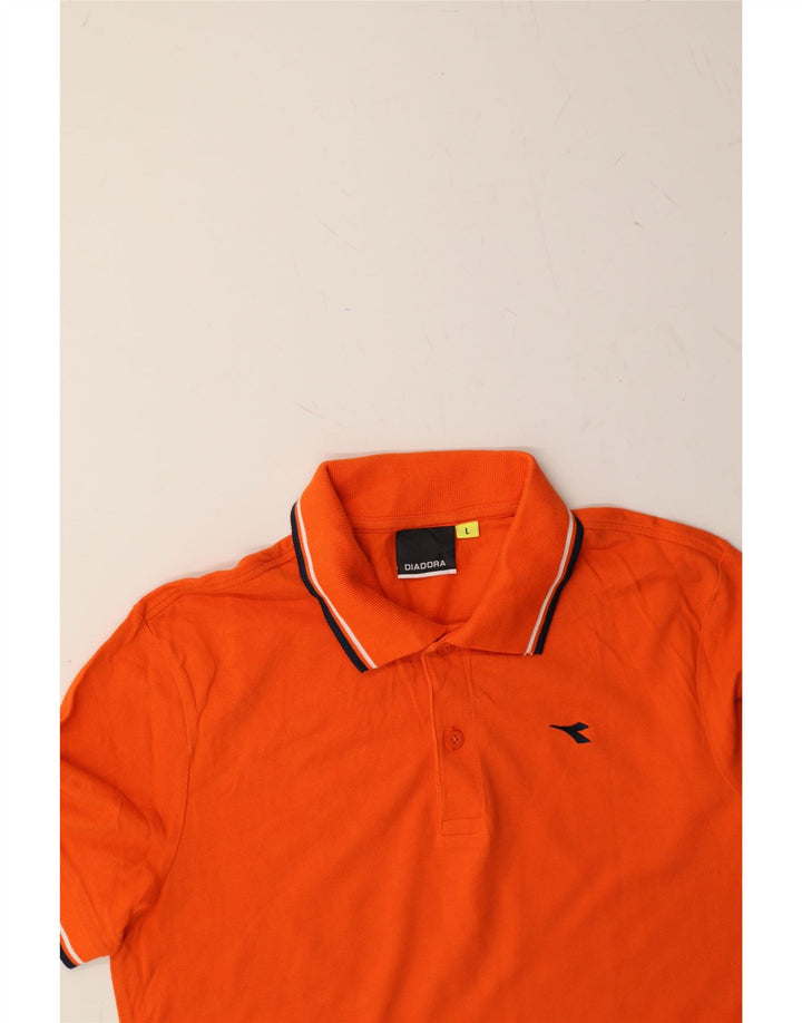 DIADORA Mens Polo Shirt Large Orange Cotton Vintage Diadora and Second-Hand Diadora from Messina Hembry 