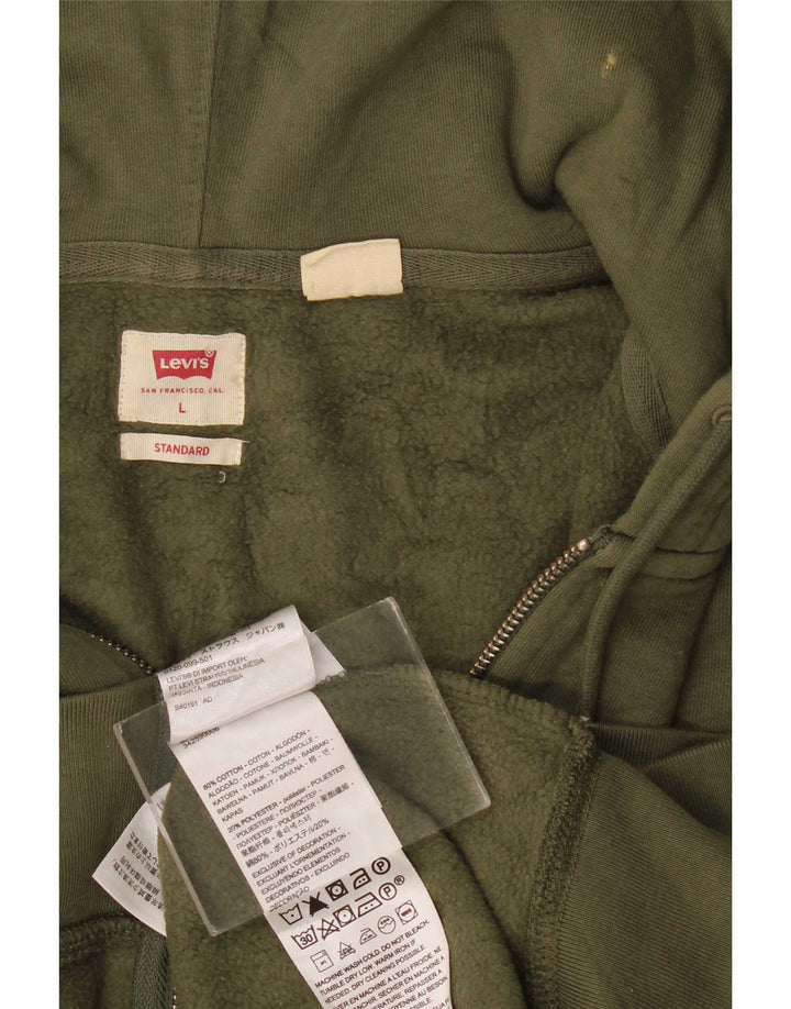 Мужской свитер с капюшоном на молнии Levi's, большой размер, цвет хаки, хлопок