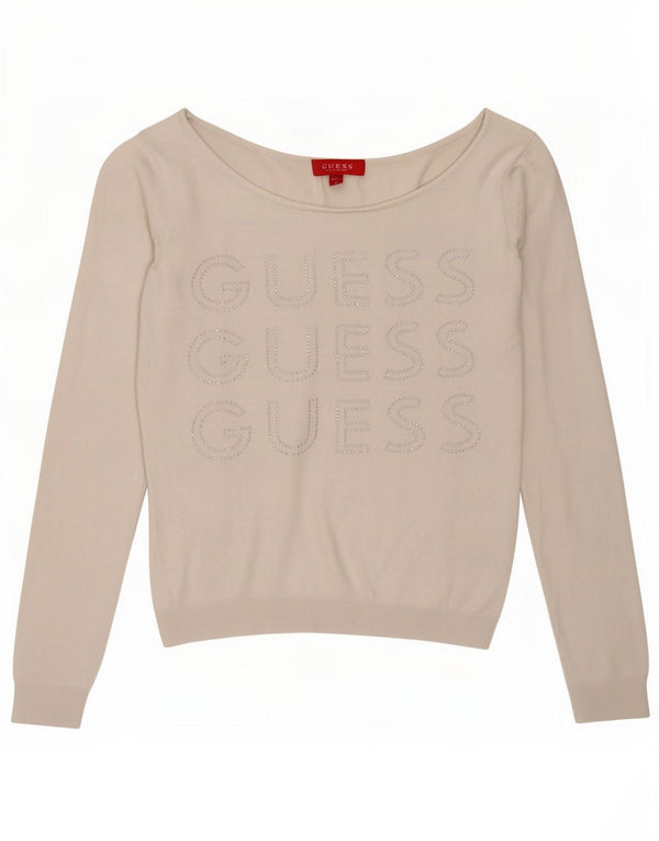 Женский укороченный джемпер с вырезом «лодочка» Guess UK 6 XS, белая вискоза