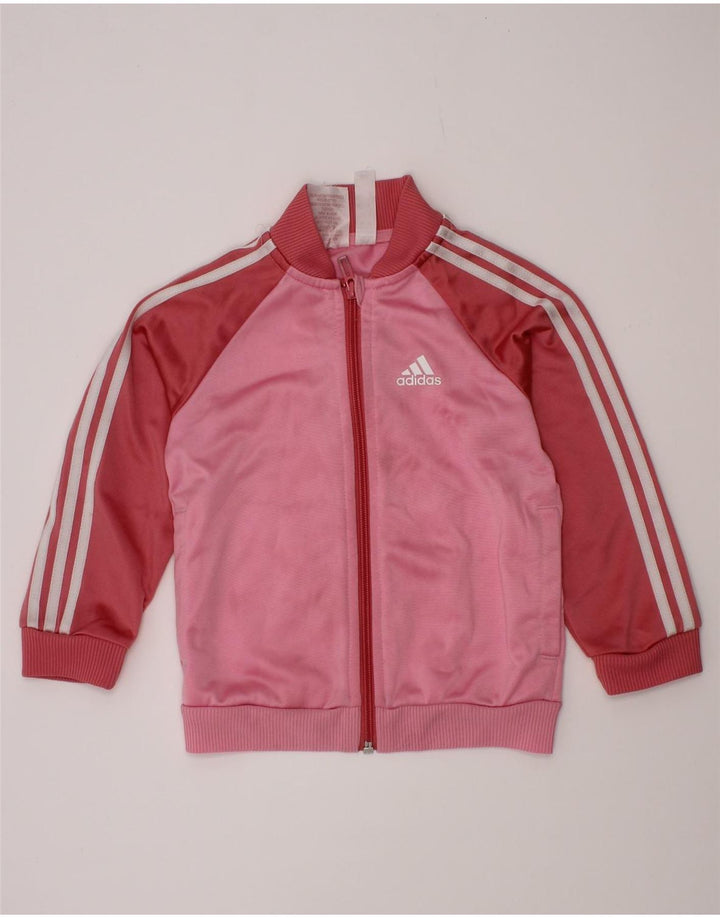 Спортивный костюм Adidas для девочек, верхняя куртка, 2–3 года, розовый полиэстер с цветными блоками