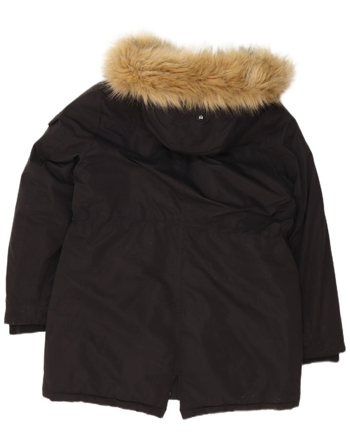 Женская парка Oversized с капюшоном Superdry UK 16, большой черный полиэстер