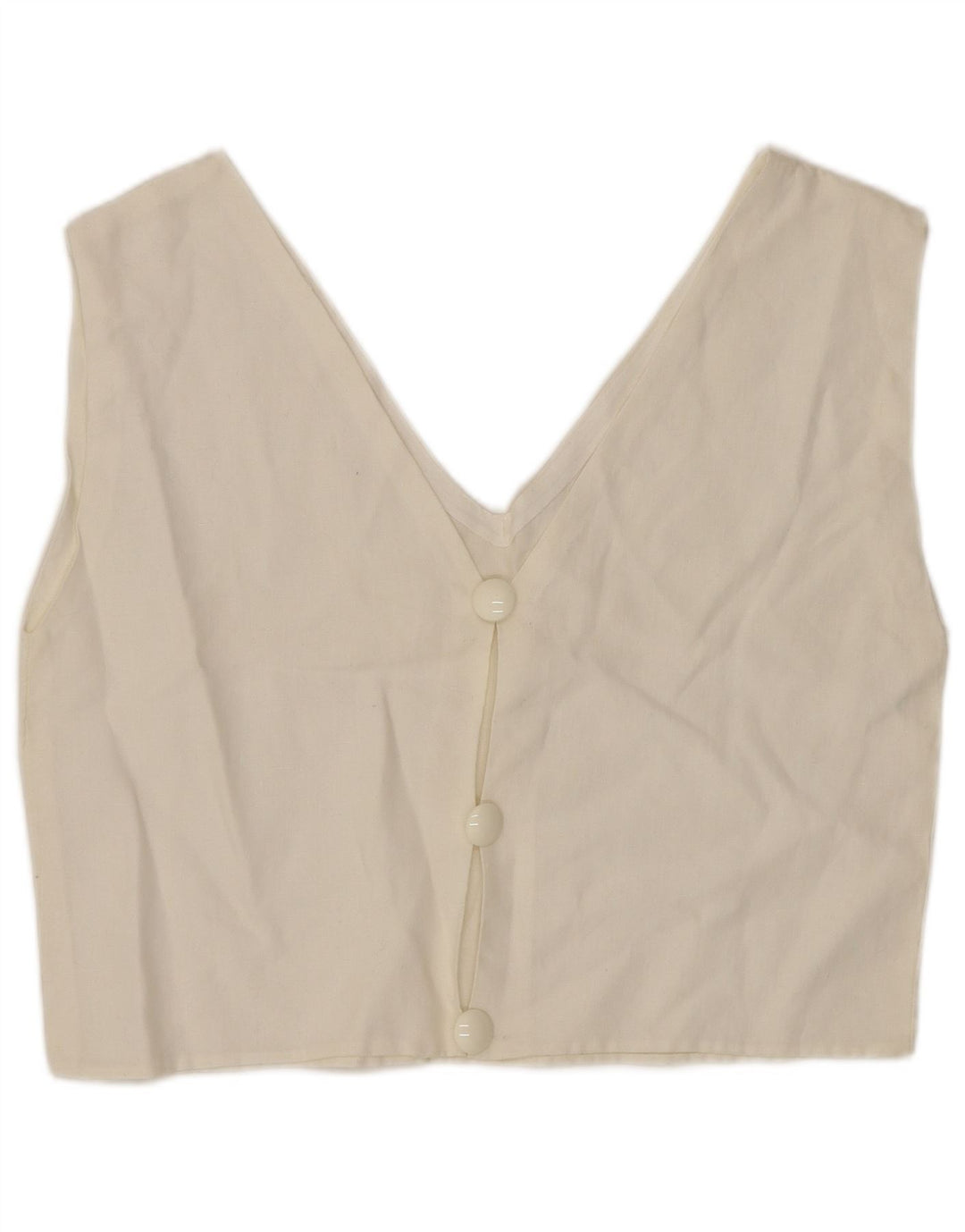 VINTAGE Женская укороченная блузка-рубашка без рукавов UK 12 Средний белый