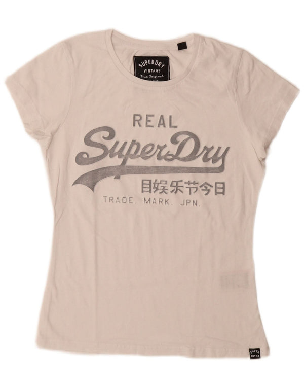 Женская футболка с рисунком Superdry Top UK 10, маленькая, белый хлопок