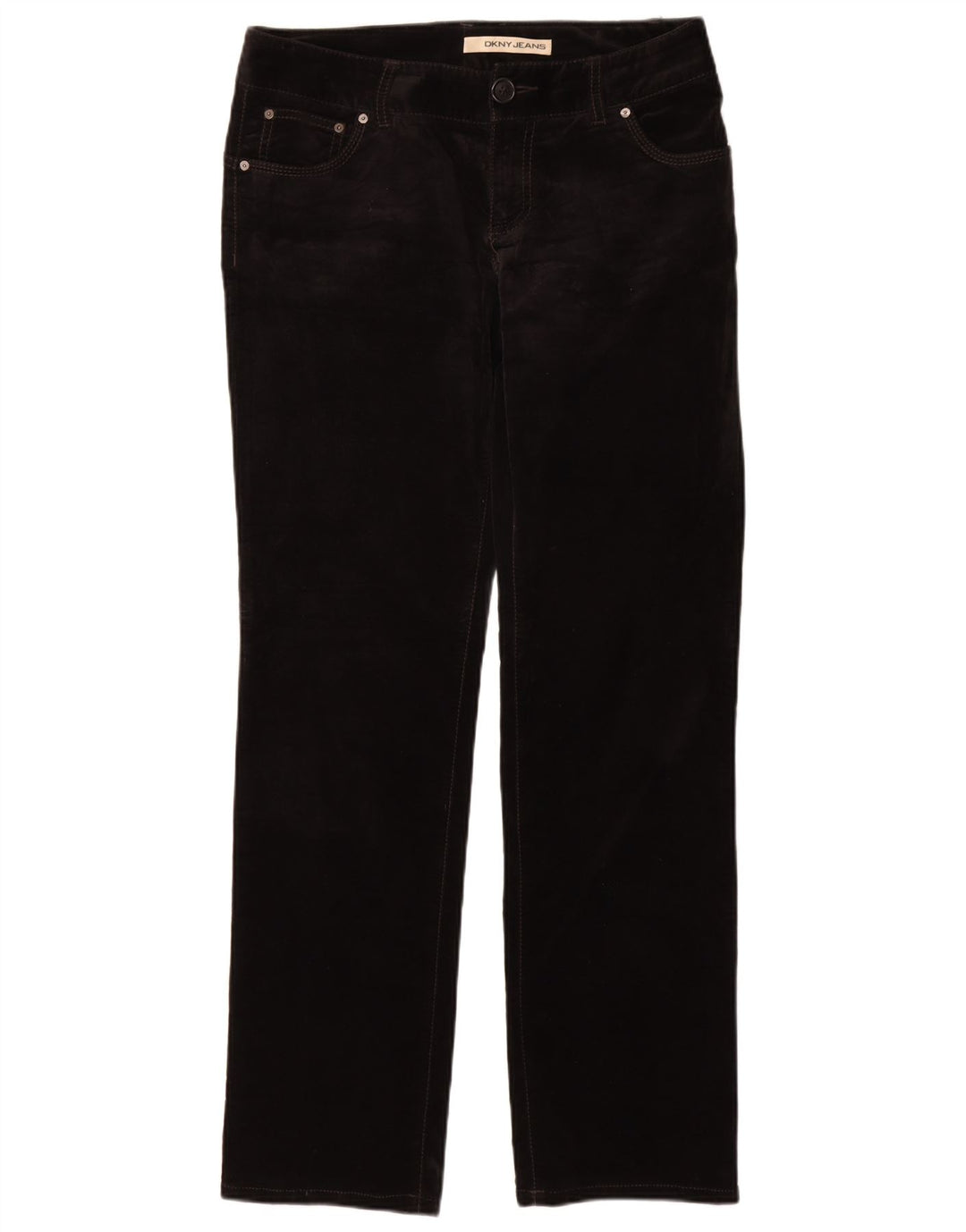 DKNY Женские прямые бархатные повседневные брюки США 8 Средний W30 L33 Черные