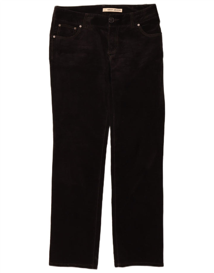 DKNY Женские прямые бархатные повседневные брюки США 8 Средний W30 L33 Черные