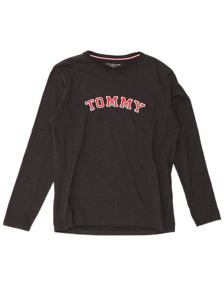 Мужской топ с длинным рукавом Tommy Hilfiger, большой черный хлопок, с рисунком