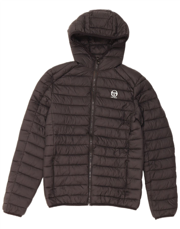 Мужская утепленная куртка с капюшоном Sergio Tacchini UK 36, маленькая, черный нейлон