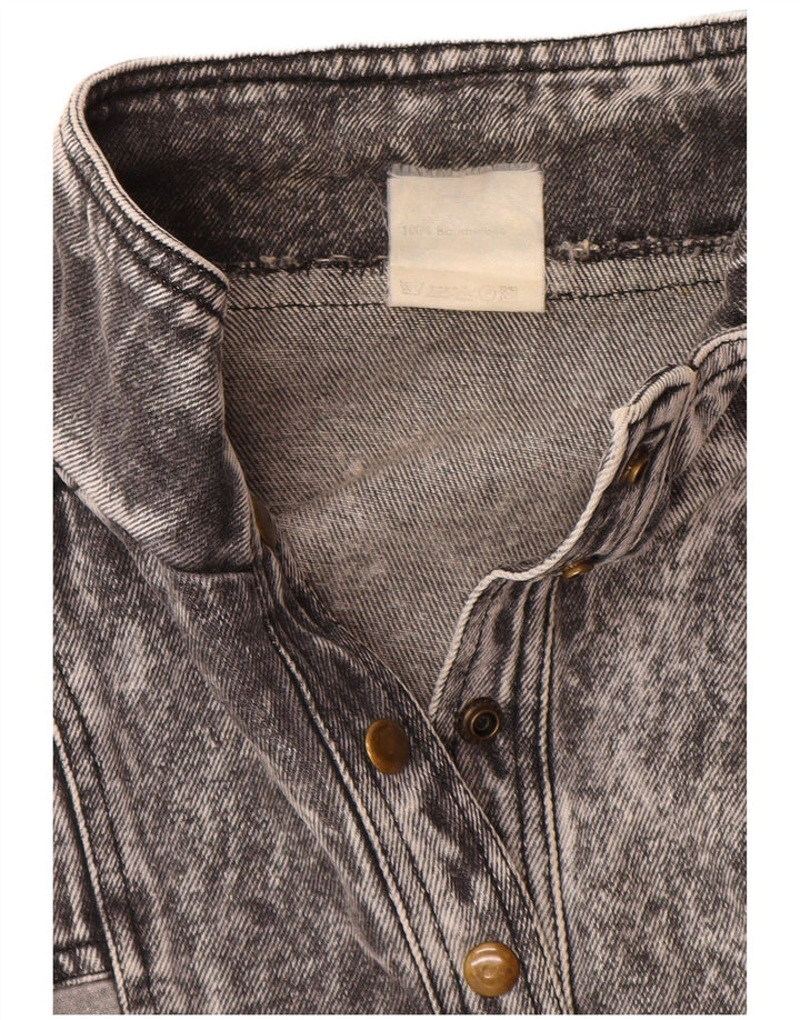 ВИНТАЖНЫЙ женский пуловер из джинсовой куртки UK 20 2XL Серый хлопок