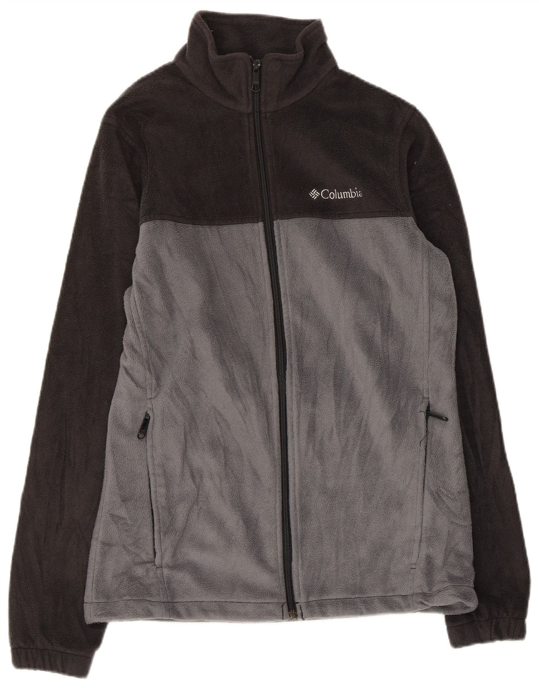 Мужская флисовая куртка COLUMBIA UK 36, маленькая серая, полиэстер с цветными блоками