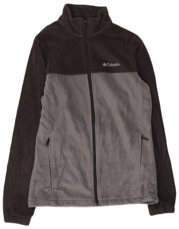 Мужская флисовая куртка COLUMBIA UK 36, маленькая серая, полиэстер с цветными блоками