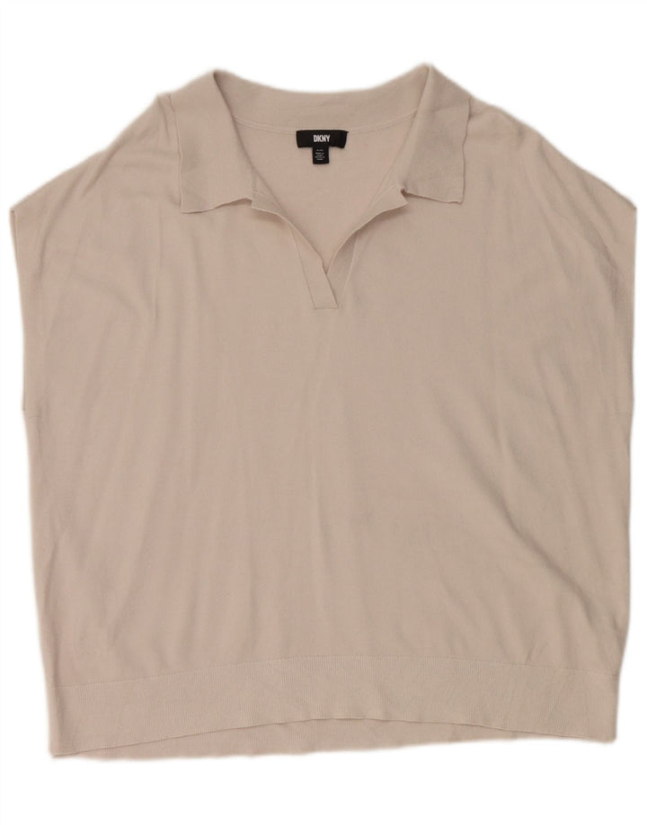 Женская рубашка-поло без рукавов Dkny большого размера UK 18 XL Серая вискоза