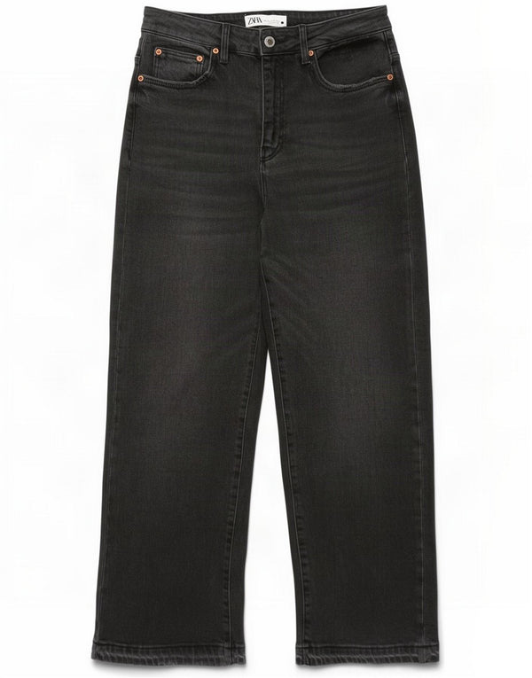 Zara Женские прямые джинсы EU 40 Medium W30 L27, черный хлопок