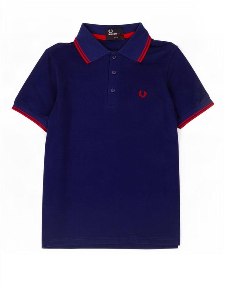 Мужская рубашка-поло приталенного кроя Fred Perry, маленькая, темно-синяя, хлопковая