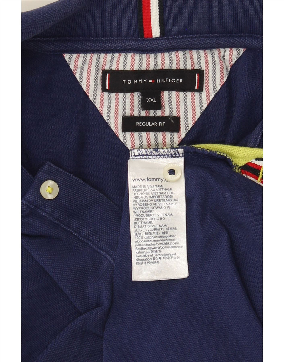 TOMMY HILFIGER Mens Regular Fit Polo Shirt 2XL Multicoloured Colourblock Vintage Tommy Hilfiger and Second-Hand Tommy Hilfiger from Messina Hembry 