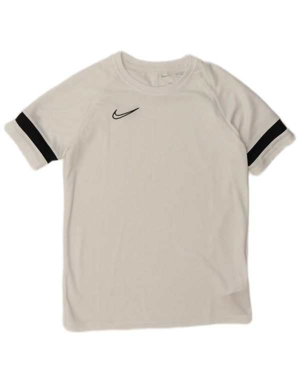 Футболка Nike Dri Fit для мальчиков, топ 13–14 лет, XL, белый полиэстер с цветными блоками