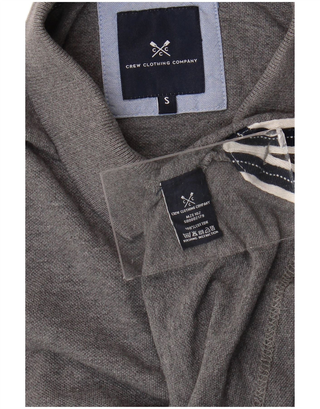Crew Clothing Мужская рубашка-поло маленького серого цвета, хлопок