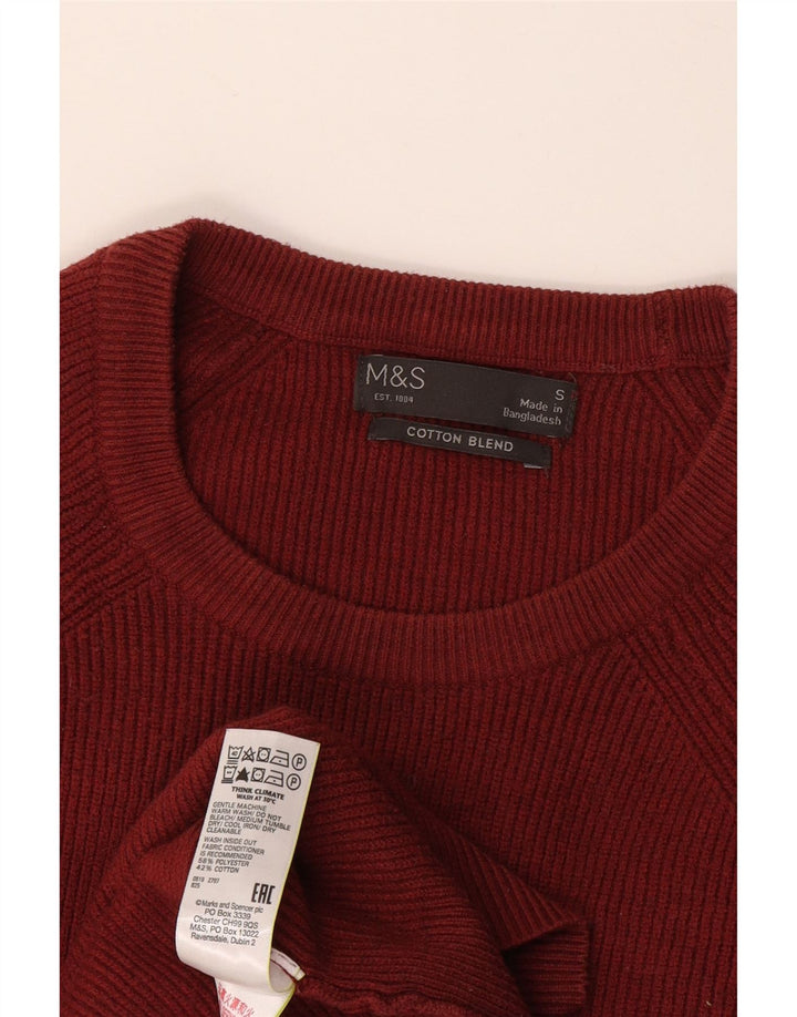 Мужской джемпер с круглым вырезом Marks & Spencer, маленький бордовый полиэстер
