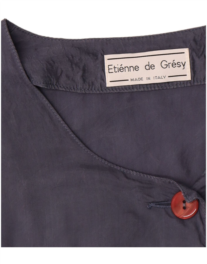 Винтажный женский пиджак с коротким рукавом и 4 пуговицами, Великобритания 14, средний темно-синий