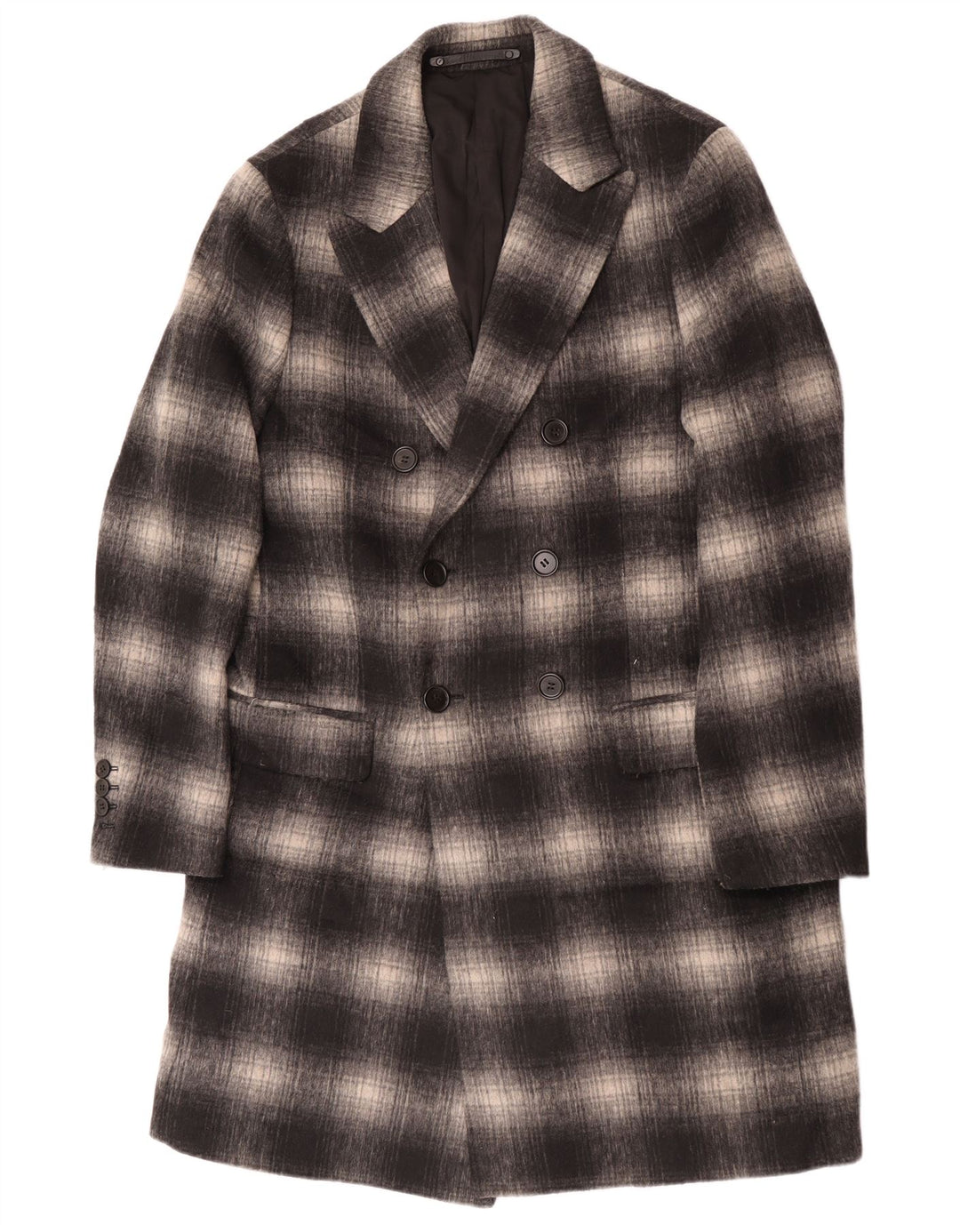 Мужское пальто All Saints с геометрическим рисунком UK 40, большое серое классическое клетчатое пальто