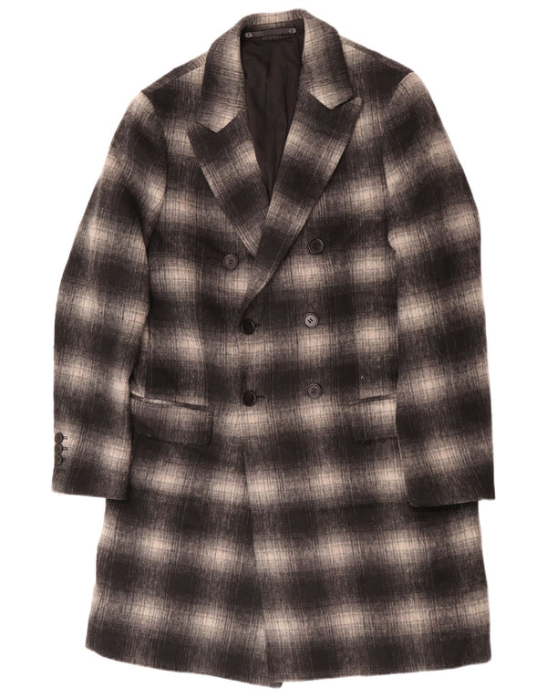 Мужское пальто All Saints с геометрическим рисунком UK 40, большое серое классическое клетчатое пальто