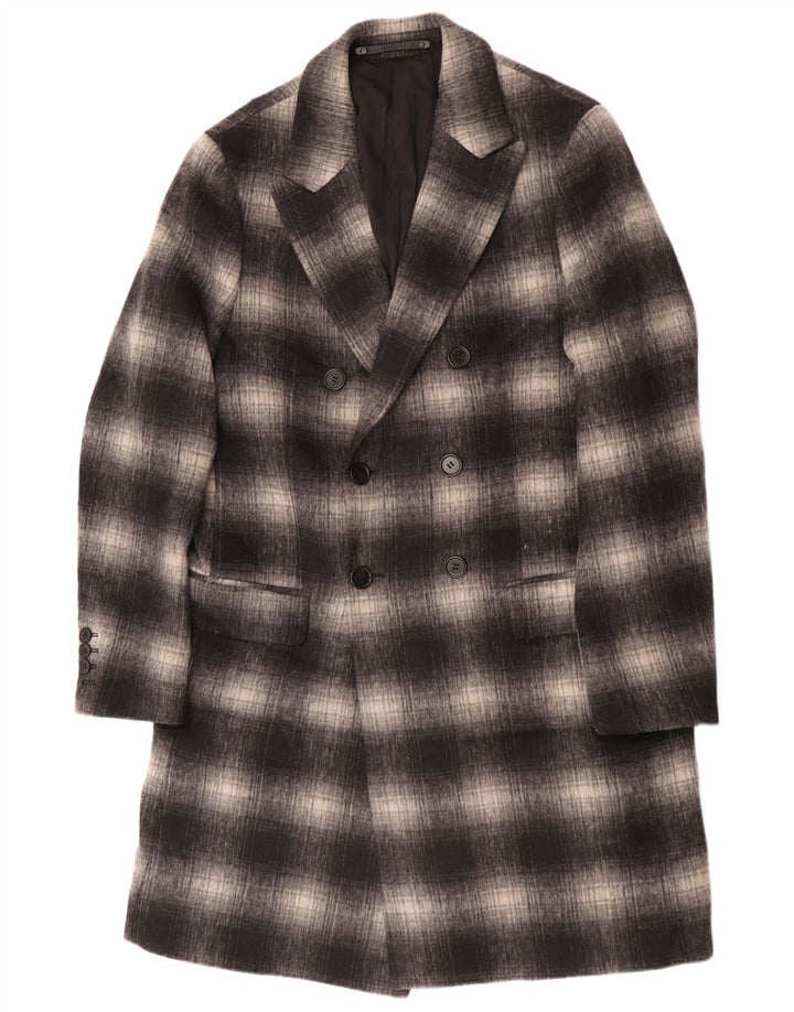 Мужское пальто All Saints с геометрическим рисунком UK 40, большое серое классическое клетчатое пальто