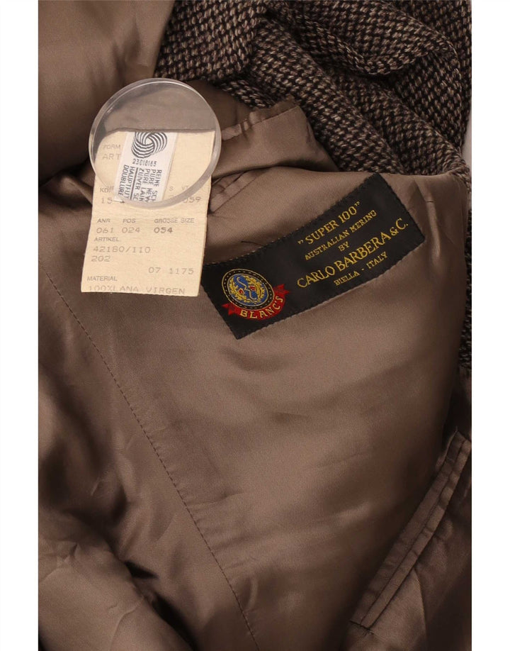 Мужской пиджак на 3 пуговицах Carlo Barbera IT 54 2XL коричневый с узором "гусиные лапки"