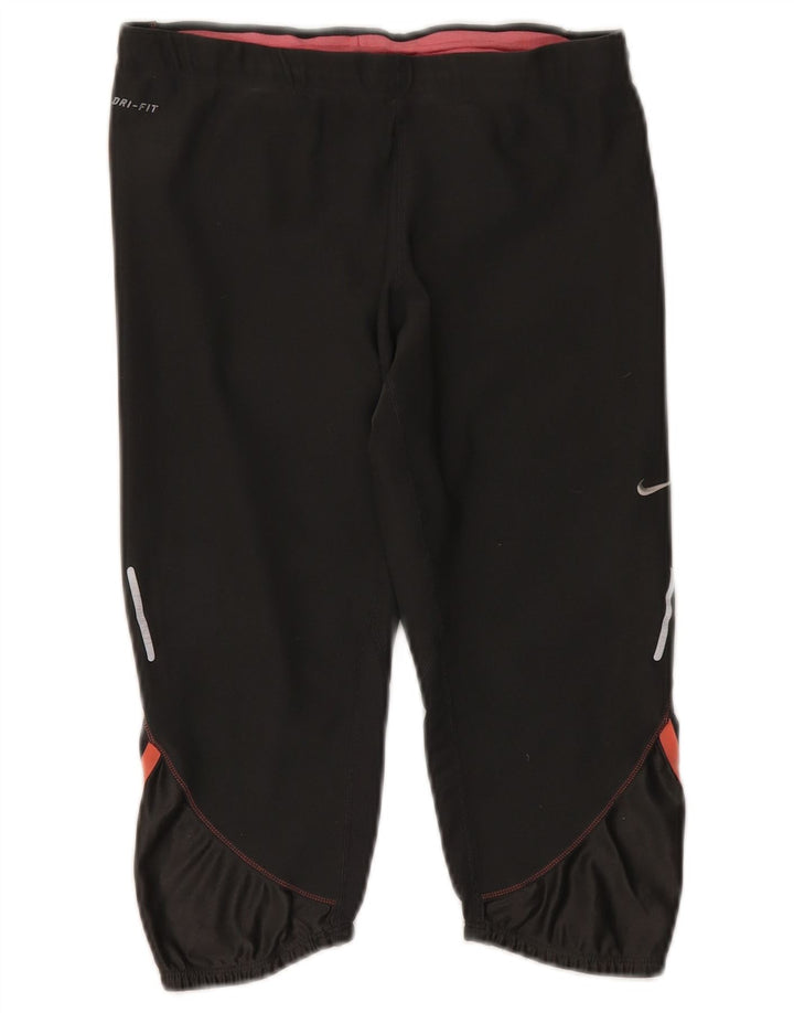 Женские спортивные брюки-капри Nike Dri Fit UK 14, средний черный полиэстер