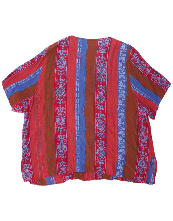 Винтажная женская блузка-рубашка с коротким рукавом, Великобритания, 22 3XL, разноцветная с цветочным принтом