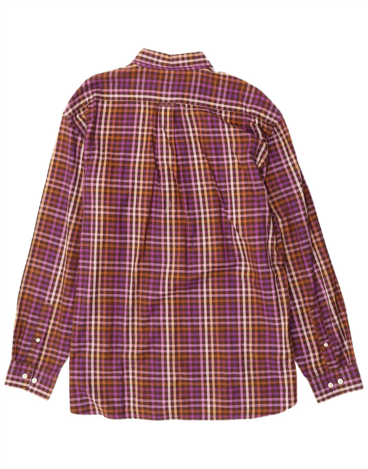 Мужская рубашка стандартного кроя Gant XL, фиолетовая, хлопковая в мелкую клетку