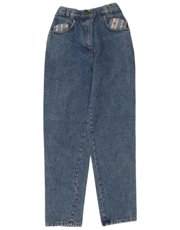 ВИНТАЖНЫЕ женские зауженные джинсы EU 40 Medium W28 L28 Синие хлопковые с цветочным принтом