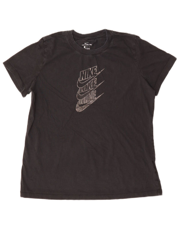 Женская футболка с рисунком NIKE UK 14, большой размер, черный хлопок