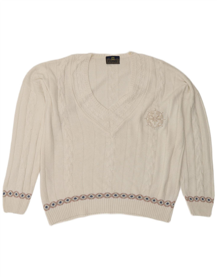 Женский джемпер с v-образным вырезом Fiume UK 20 2XL Белый Fair Isle