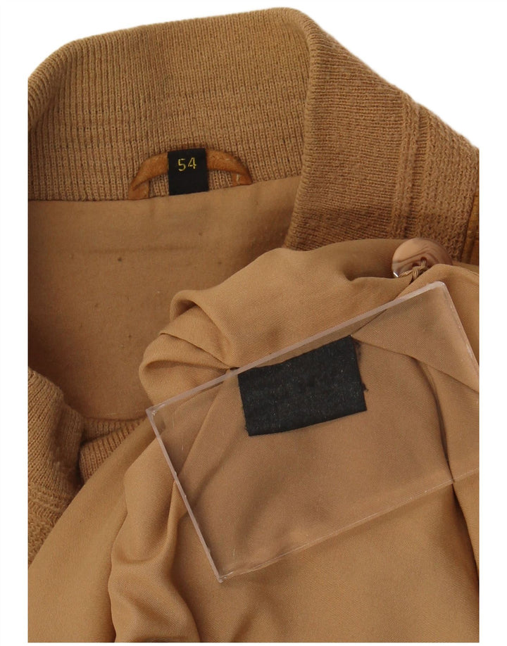 Винтажный мужской замшевый бомбер IT 54 2XL Бежевый кожаный