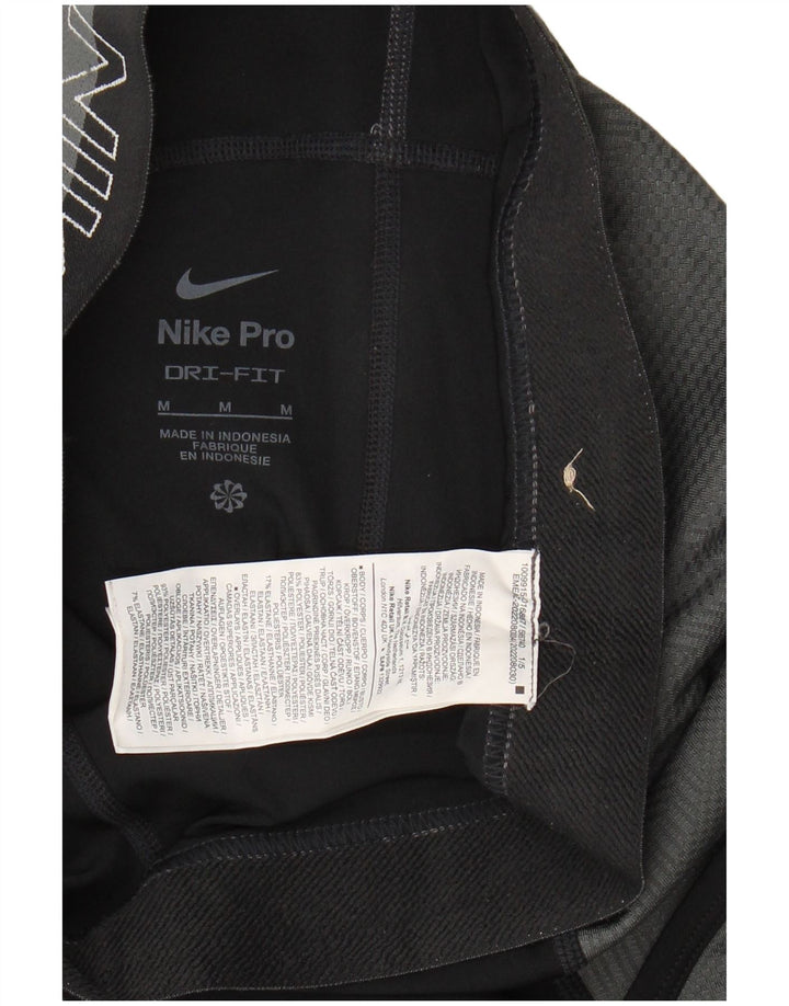 Женские леггинсы с рисунком Nike Dri Fit UK 12, средний черный, полиэстер